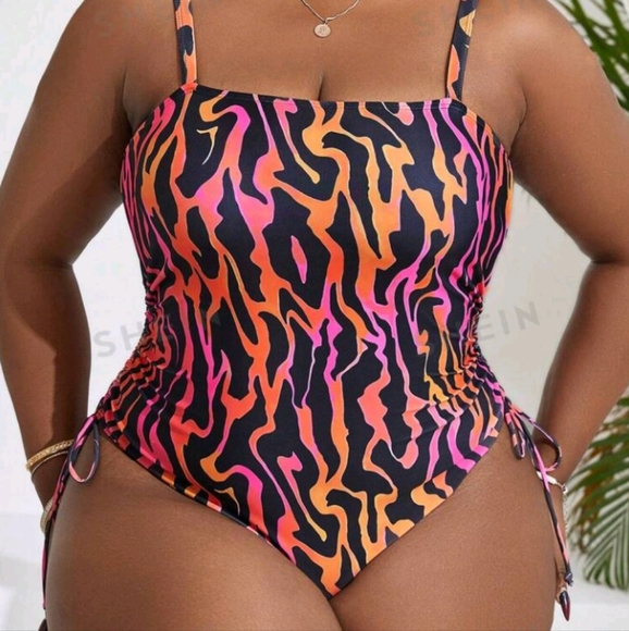 Women's Zebra Print Spaghetti Strap One-Piece Swimsui - Picture 6 of 6